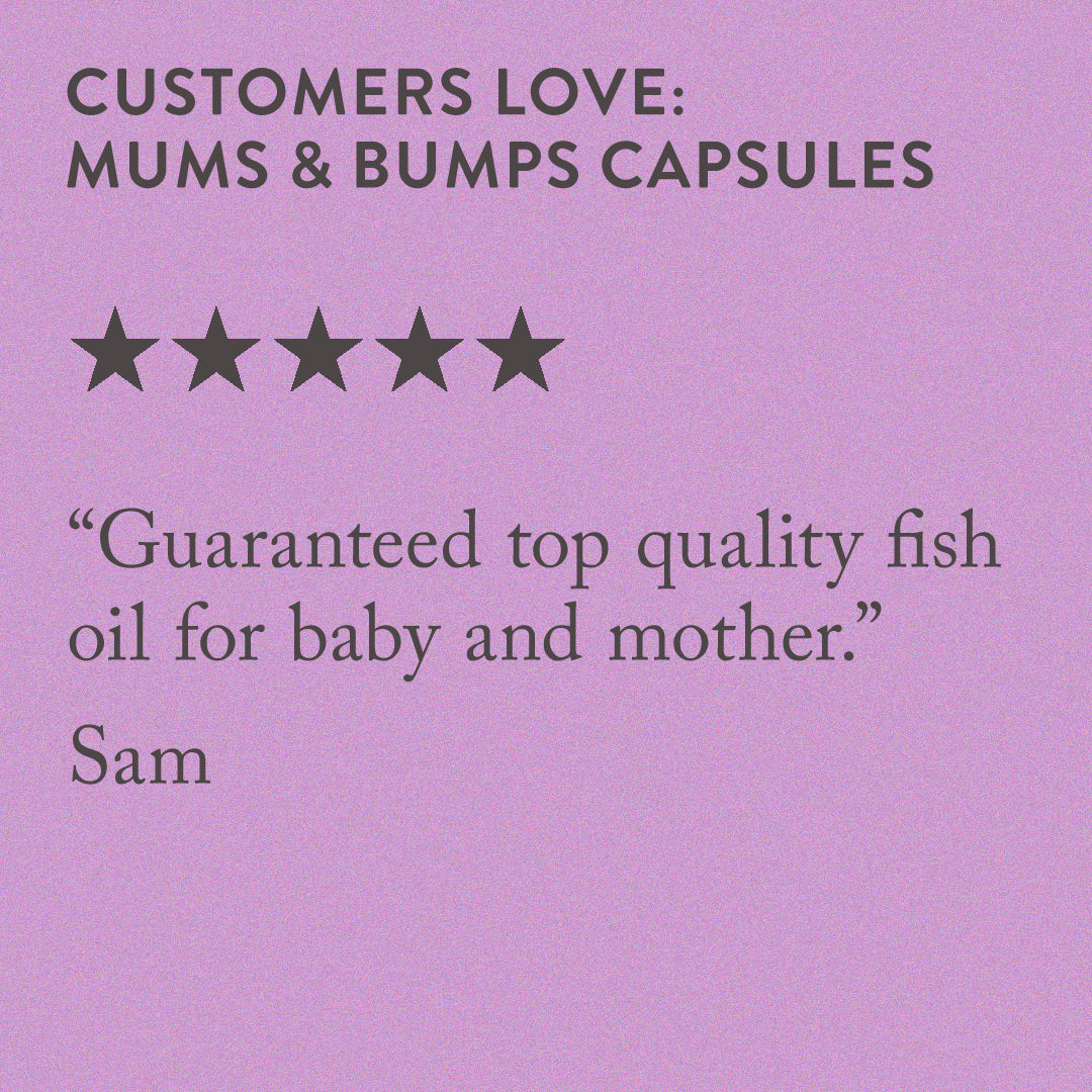 5 star customer review for bare biology omega-3 pregnancy capsules: Guaranteed top quality fish oil for baby and mother.