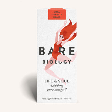 Bare Biology fish oil supplement packaging on a white background
