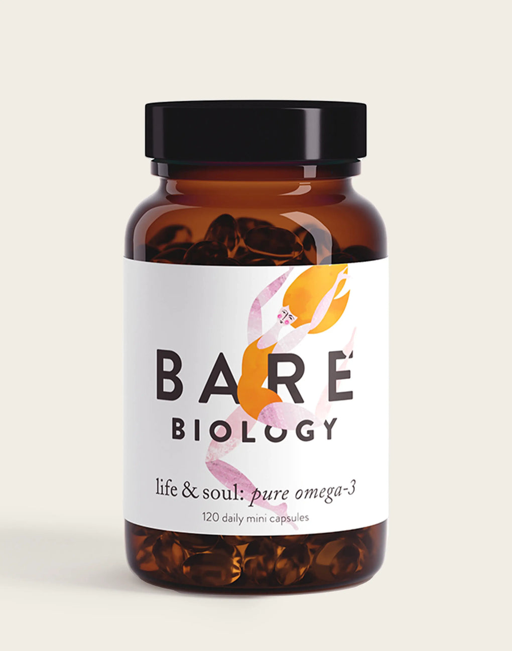 bare biology life & soul mini omega 3 capsules pack shot on white background