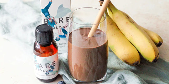 Chocolate smoothie for kids made with Bare Biology Action Heroes Children's Omega-3 Liquid