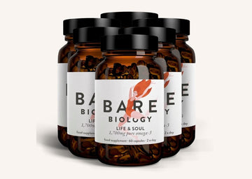 Bare Biology Life & Soul omega-3 Daily supplement bottles on a white background