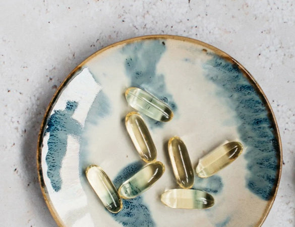 bare biology mindful omega 3 high strength capsules on a dish 