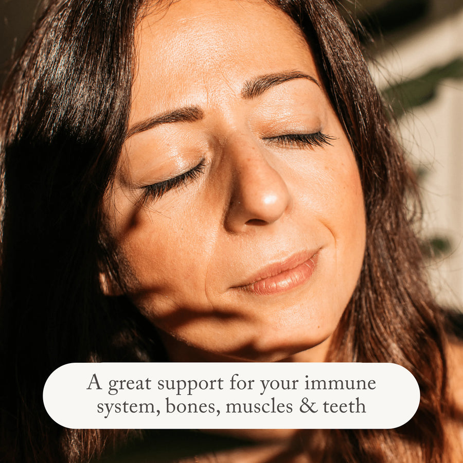Our Vitamin D3 and K2 spray is a great support for your immune system, bones, muscles, & teeth.